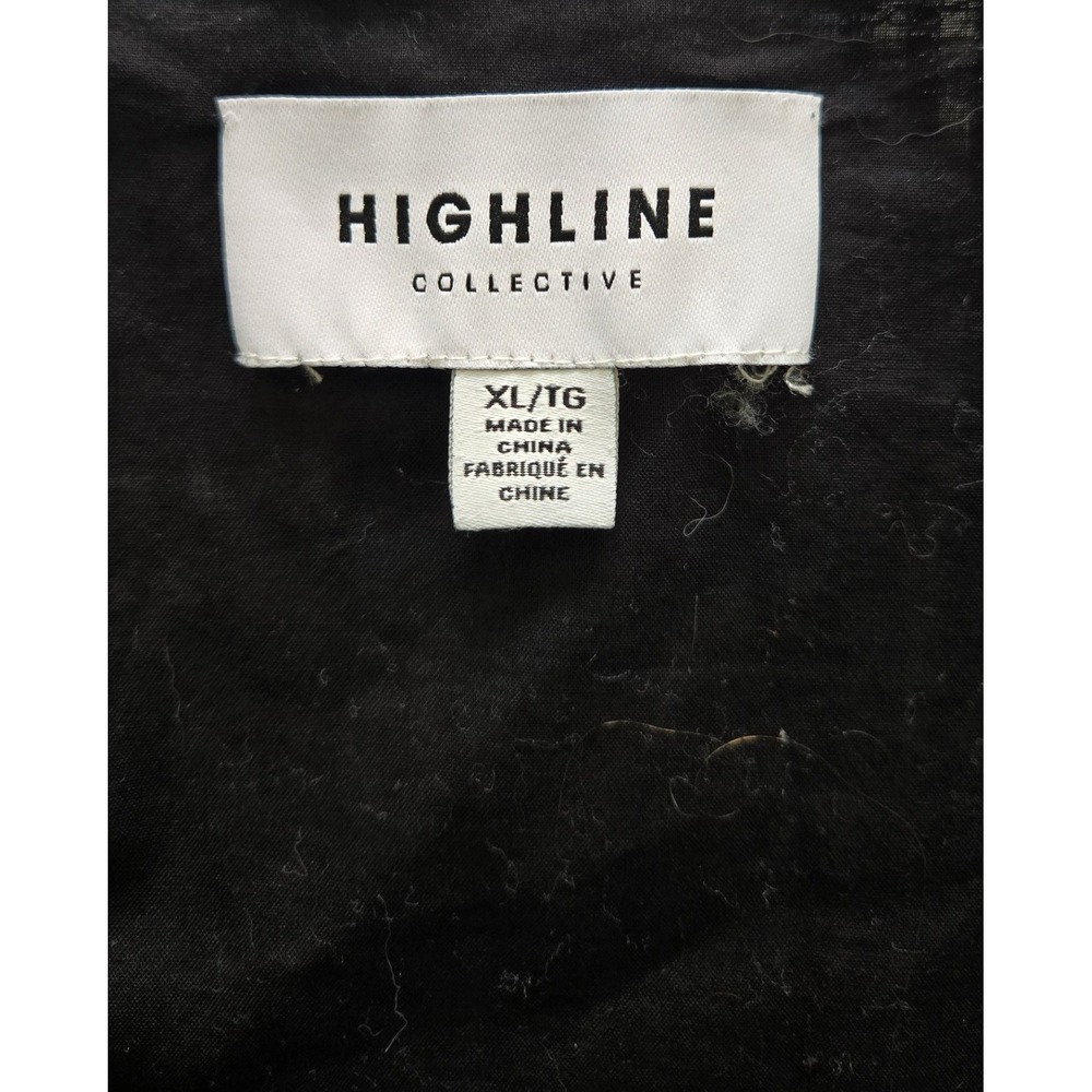 Highline Collective Womens XL Gingham Wrap Mini Dress Ruffle Sleeve Black Alt - Picture 7 of 8